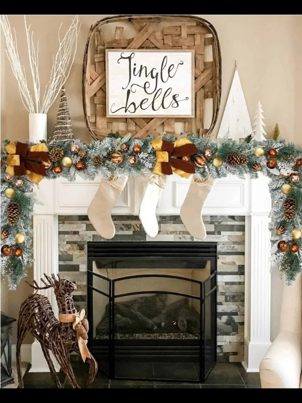 Bronze Holiday Garland with Pine Cones and Bows - Home Holiday